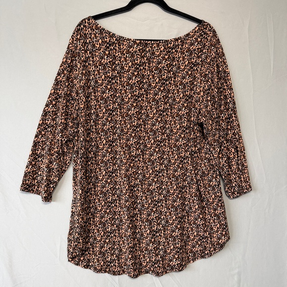 Ivy Rose Womens Animal Print Boat Neck Blouse Size 2XL Leopard Office Flowy - Picture 7 of 9